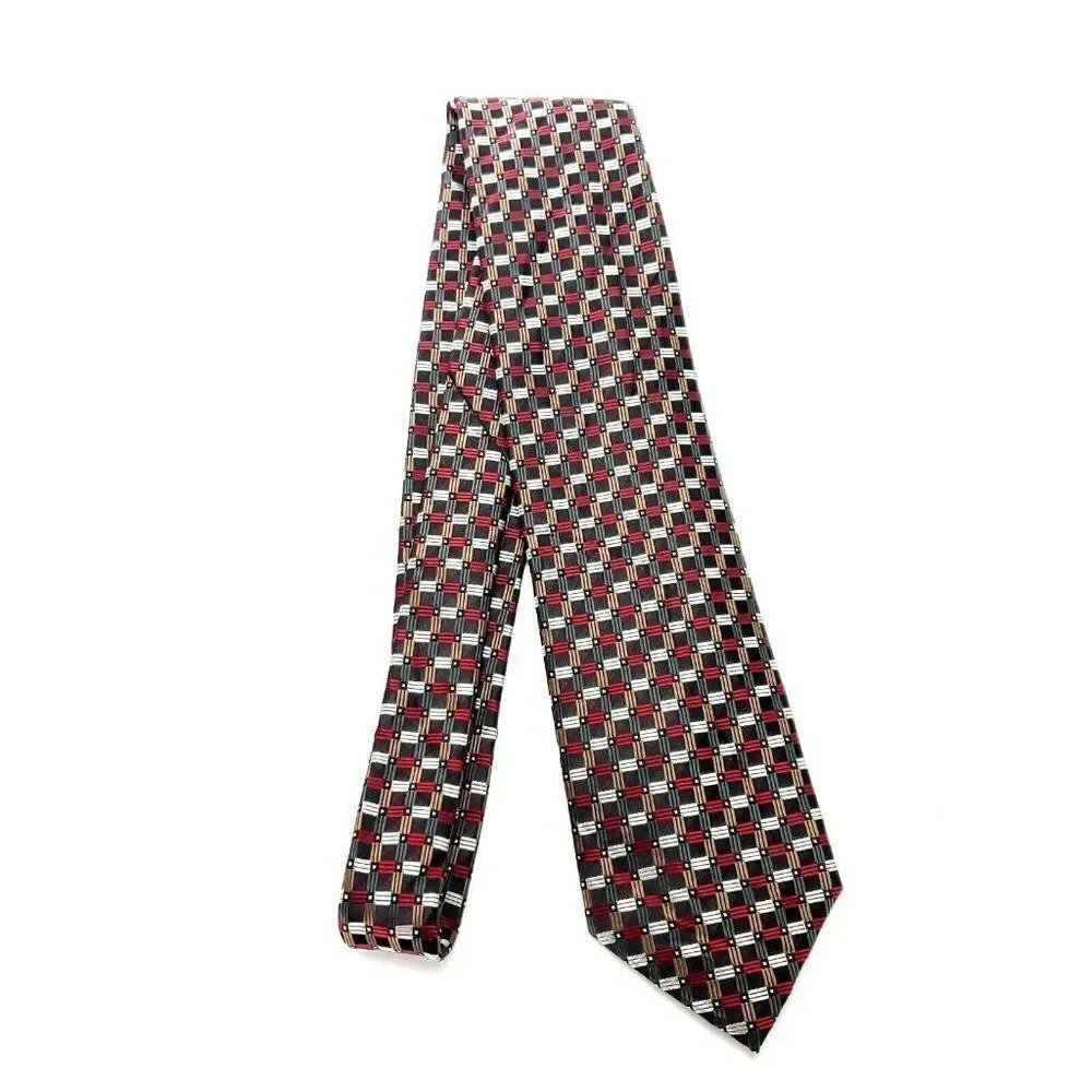 Haggar Multi Colored Polyester Tie Woven Graphic Check‎